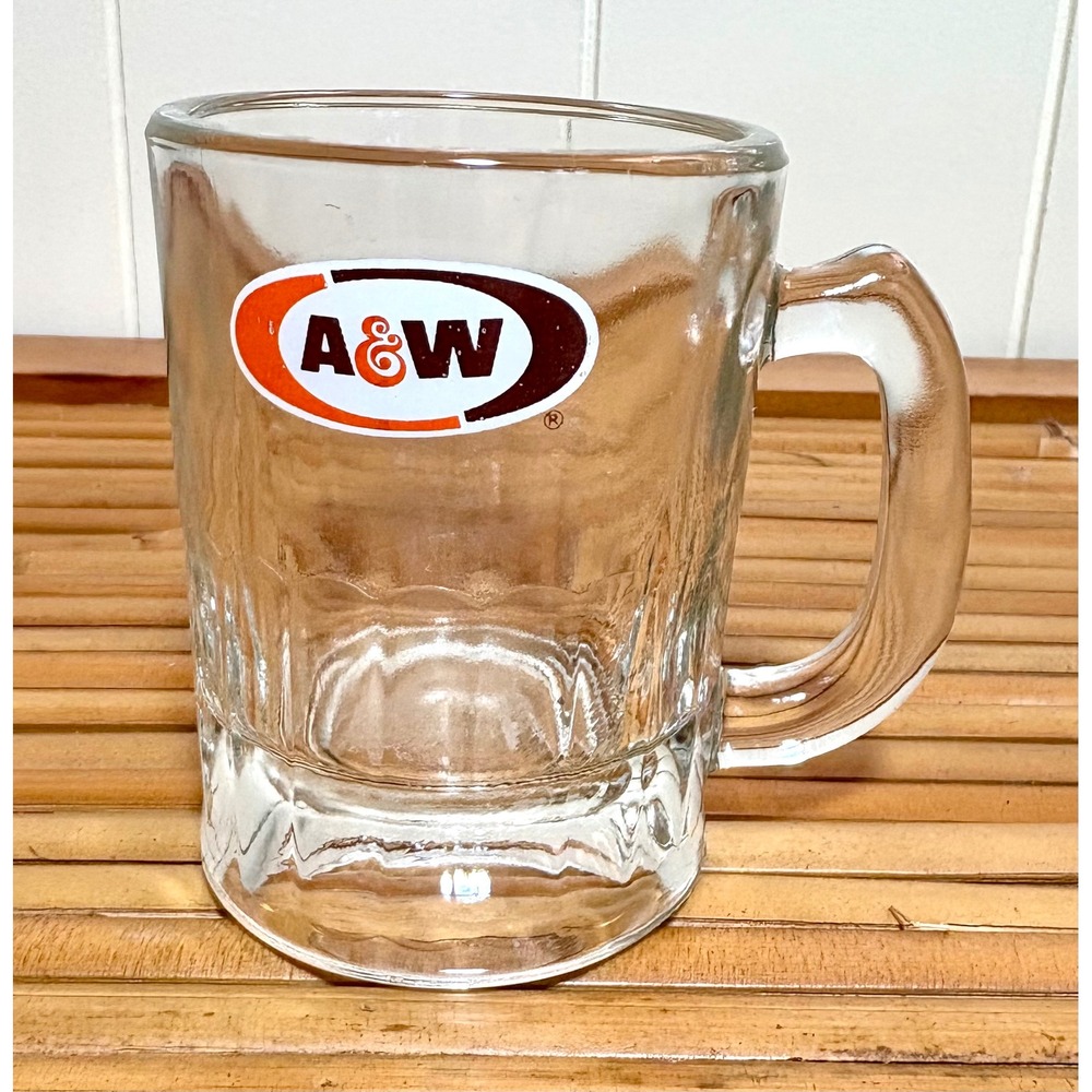 Vintage A&W Root Beer Glass Mug Heavy Clear Soda Fountain Logo Tankard Steins